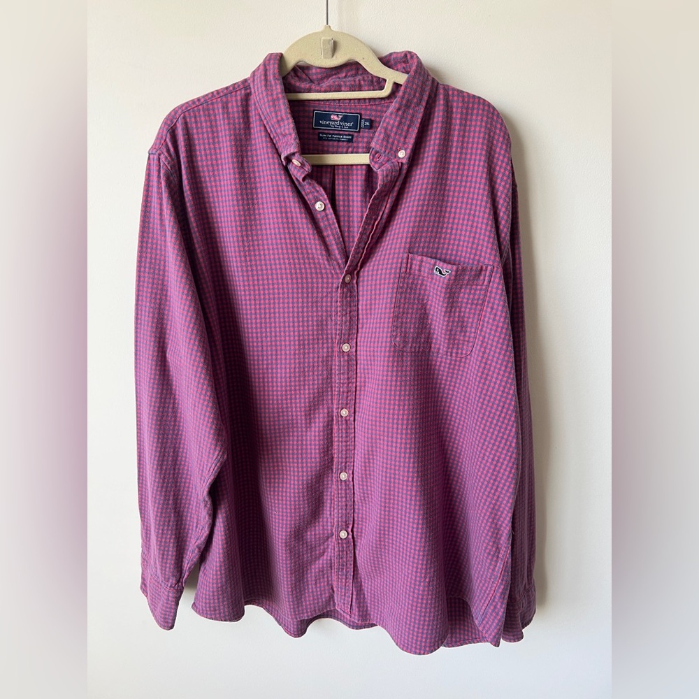 Vineyard Vines Slim Fit Tucker Shirt Pink Blue Gingham Check 2XL
